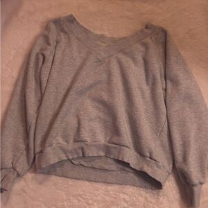 Gray V-Neck Sweatshirt